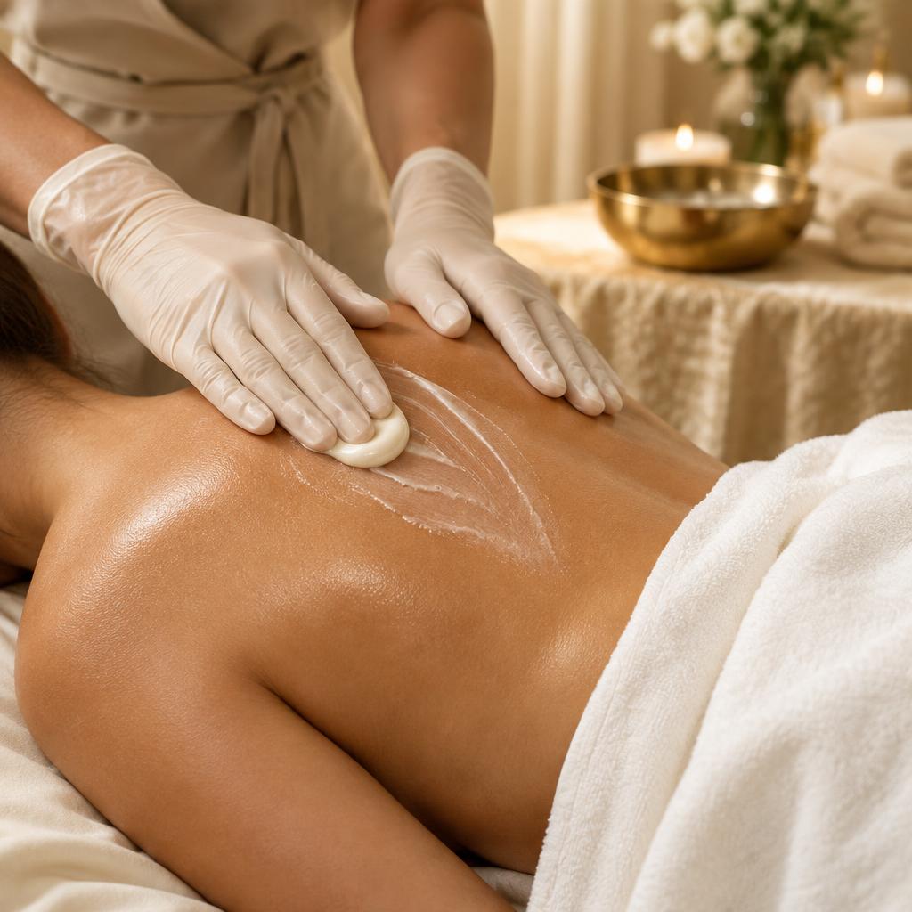A firming body treatment in progress