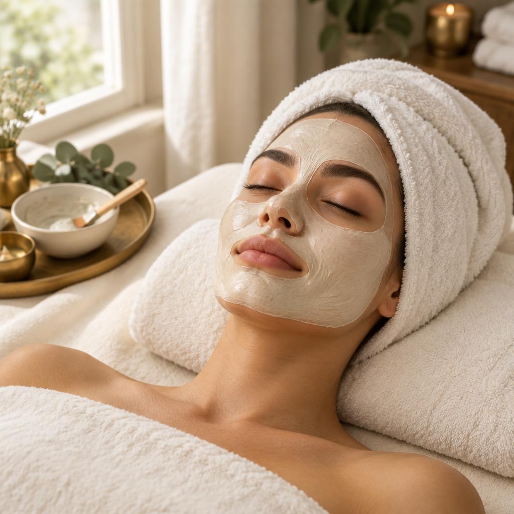 A calm facial treatment in progress at the studio